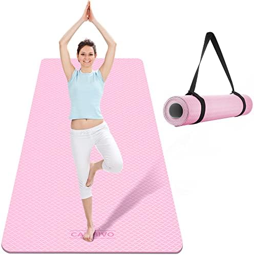 CAMBIVO Extra Wide Yoga Mat for Women and Men (72"x 32"x 1/4"), Eco-Friendly SGS Certified, Large TPE Exercise Fitness Mat for Yoga, Pilates, Workout (6mm, A-Pink)