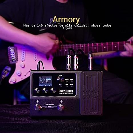 VALETON Procesador de Múltiples Efectos para Guitarra y Bajo con 140 Efectos 45 Modelos de Amplificador 40 Simulaciones de Gabinetes IR Interfaz Audio USB Pedal de Expresión GP-100 + Tapas de Pedal
