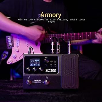 VALETON Procesador de Múltiples Efectos para Guitarra y Bajo con 140 Efectos 45 Modelos de Amplificador 40 Simulaciones de Gabinetes IR Interfaz Audio USB Pedal de Expresión GP-100 + Tapas de Pedal