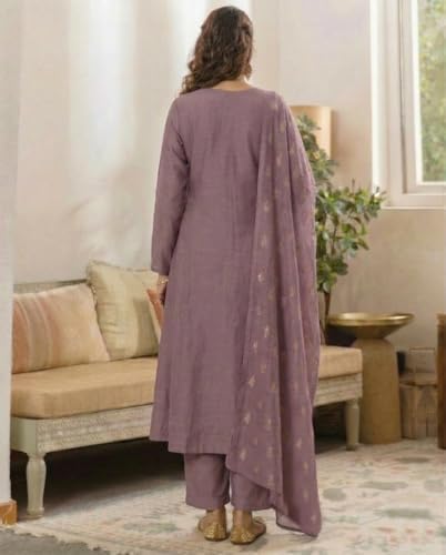 Image of ANNI Designer Women's Viscose Straight Printed Embroidery Kurta with Pant & Dupatta | Long Sleeve Ethnic Kurta Set for Women | Casual Office, Daily, Party Outfits