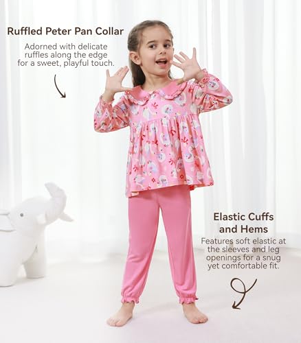 Image of Toddler Girls' Clothes-Viscose from Bamboo, Long Sleeve Ruffle Top with Pant Sets for Kids 2Pcs Fall Outfits 2T-6Y
