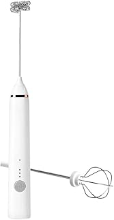 Milk Frother, Rechargeable Hand-Held Electric Milk Frother 3 Adjustable USB Charging Can Be Used for Bulletproof Coffee Protein Drinks Matcha Coffee Whisk (White)
