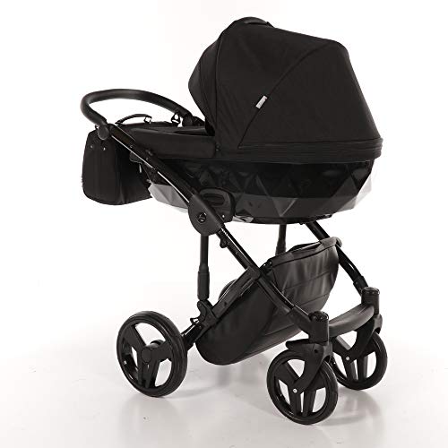 Original Junama Diamond Reisesysteme Kinderwagen 2in1 3in1 4in1 + Schlafsack + Handmuff + Sonnenschirm + Originalzubehör Exclusive Prams (4in1 mit ISOFIX basis, 05)