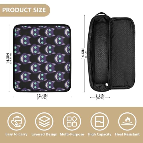 Bolsa de viaje para herramientas de cabello con estera para plancha Portátil para rizador, plancha y secador de pelo, diseño gato negro neón miniatura 4