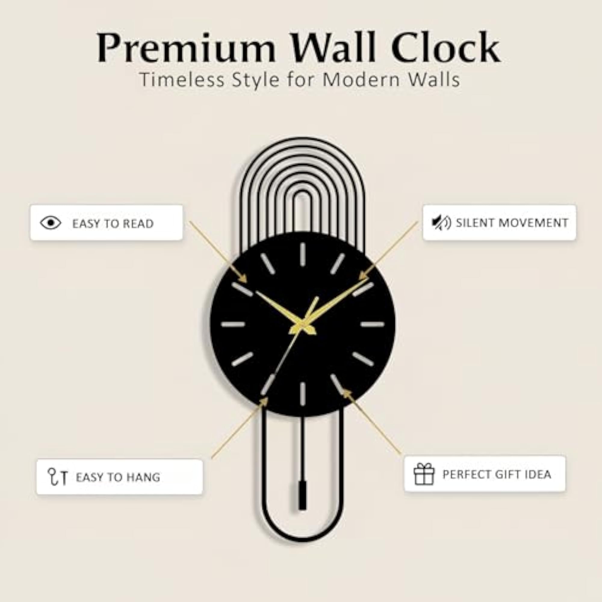 Modern Metal Wall Clock for Living Room Decor