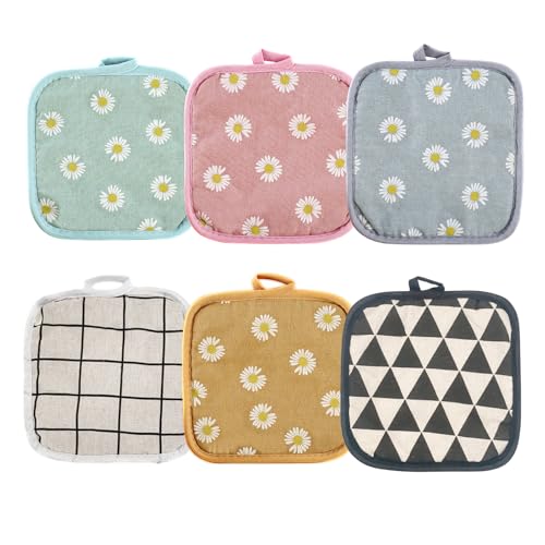 Presine da Cucina, 6 Pezzi Presine Isolate, 17cm x 17cm Presine in Cotone, Grandi Guanti da Forno Set per Casa, Feste, Forno, Barbecue