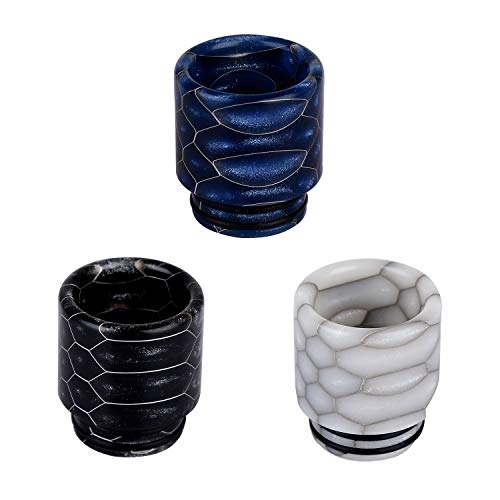 Wolfteeth 810 Drip Tip Embout Embouchure de Gouttières en résine pour Réservoir Atomiseur RDA Cigarette électronique, Sans Nicotine Ni Tabac, 123501 Noir&Blanc&Bleu Cover