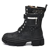 Anfibi con tasche staccabile IF Fashion Scarpe Stivali Stivaletti Primaverili Estivi Anfibi da Donna Con Cinghia Tasca Borsellino Sacchetto Platform 6602 nero N.37