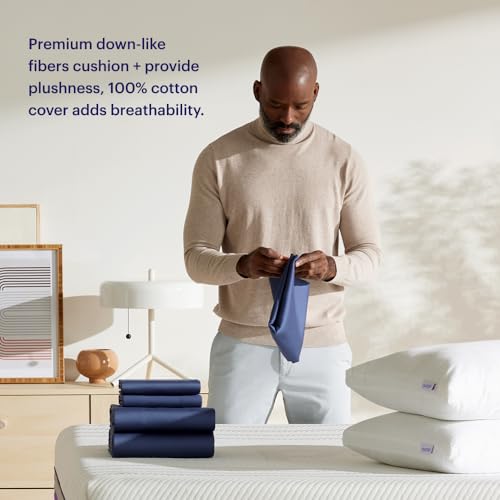 Image of Purple Cloud Pillow, Standard Size, Plush Down-Alternative Neck Pillow | Side, Back, Stomach Sleepers, Soft Moldable Feel, Hypoallergenic Gel Fiber Fill That Won't Clump or Flatten