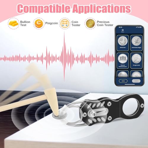 Pinafresa Münzprüfset: Taschenmünzprüfer, Münzzange, Hammer, Lupe, Magnet-Schlüsselanhänger, Silikonkappe, Messschieber