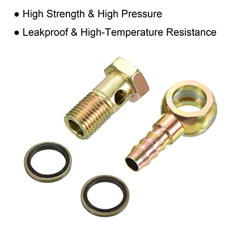 PATIKIL Hose Barb Fitting Elbow 10mm Barbed M14x1.5 Male Thread, Steel Pipe Adapter Connector for Air Water Fuel Oil Gold - Image 4