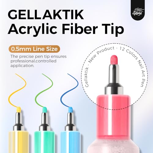 Image of 0.5mm Nail Art Pens 12 Colors, Quick Dry MarkerPens for DIY Nail | Precision Fine Tip, Non-Toxic, Nail Polish Pens for Painting /Dot /Liner, Beginner & Travel Friendly, Great Gift, Home Salon