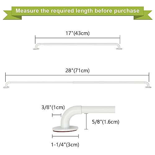 KXLife 2 Pack Adjustable Sticky Self Adhesive 3/8 Inch Sash Curtain Rod for Metal, Wood Doors, 17 to 28 Inch Multi-Use Sidelight Cafe Sash Rod for Door Panels, Windows, Bathroom (White,Set of 2) - Thumbnail 2