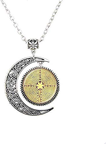 Labyrinth Jewelry Labyrinth Moon Necklace Sacred Maze Charm Sacred Geometry Spiritual Gift -  lijuan