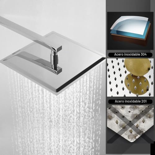 Miniatura 2 de Joho Rociador Superior De Ducha 16 Pulgadas, Cabezal De Ducha Lluvia Grande 40cm De Fácil Cuidado, Alcachofa De Ducha Acero Inoxidable 304 Con Ducha Antical, Cuadrado 40x40cm Cromado