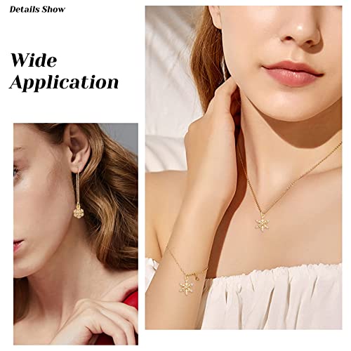 Beebeecraft 12Pcs 3 Style 18K Gold Plated Snowflake Charms Cubic Zirconia Winter Christmas Charm Pendants With Jump Ring For Crafting Bracelet Necklace Jewelry Making #TOP5