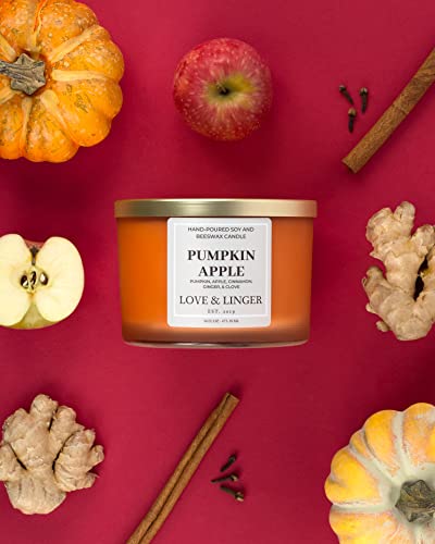 Pumpkin Apple Candle | Fall Candles | Luxury Soy & Beeswax Candles For Home | 16 Oz. Large Jar 3 Wick Candle | Thanksgiving Candle | Fall Scented Candle | Autumn Candles #TOP6