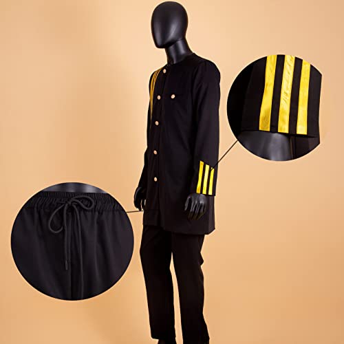 African Suits for Men Single Breasted Embroidery Jacket and Pants 2 Pieces Set Formal Outfits3