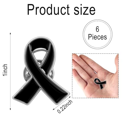 Image of 6Pcs Awareness Enamel Ribbon Lapel Pins Ribbon Brooch Pin for Charity Events Survivor Campaign Party Favors Supplies