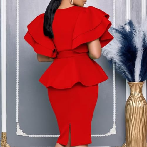 Elegant Dresses for Women Sexy Church Business Pencil Vintage Peplum Dress2