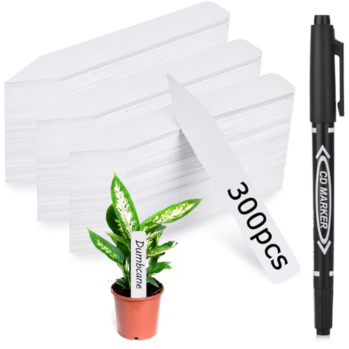 Darfukei Plant Labels 300pcs 4 Inch with Garden Plant Markers Pen of Outdoor Waterproof