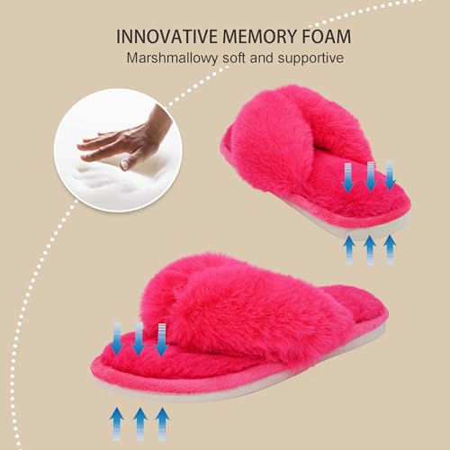 Onmygogo Plush Indoor Flip Flop Thong Slippers for Women Open Toe, Fuzzy Faux Fur Spa House Slippers4