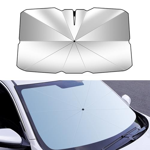 VBGURR Windshield Sun Shade for Car 140x80cm Universal Fit Nylon Roll Up