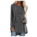 Oversized Pullovers for Women Fall Clothes Kawaii Cat Graphic Sweatshirt Long Sleeve T Shirt Plus...