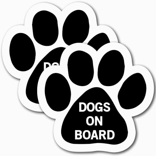 Image of Dogs on Board Pawprint Car Magnet 5 Inch 2 Pack, Dog Lover Gift | Heavy duty magnetic decal for car, truck, SUV or fridge, full color UV printed