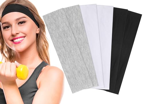 FEXPDL Diademas para el cabello de mujer, paquete de 6 diademas deportivas gruesas para mujer, diademas negras para mujer, diadema blanca, diademas elásticas grises para hacer entrenamiento, yoga,