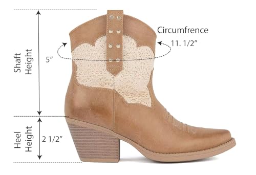 Sugar Women's Western Ankle Boots - Pull-On Cowgirl Booties with Stitch Detailing, Almond Toe, and Block Heel – Murray 32