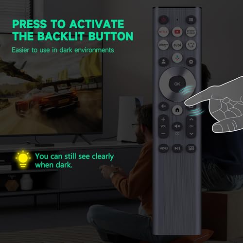 PZL Backlit Replacement ERF6A80 Voice Remote Control for Hisense A7/U6/U7/U8 Series Mini-LED ULED 4K UHD Google Smart TV 75U7N 55U6N 65U6N 75U6N 85U6N 55U8N 65U8N 75U8N 85U8N 100U8N 55U7N 65U7N - Thumbnail 4