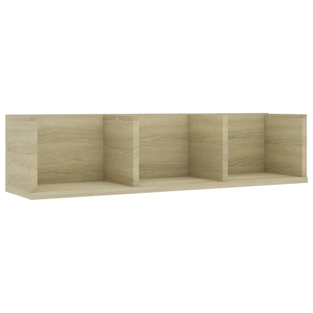 Scaffale Porta CD a Parete Rovere Sonoma 75x58x18cm Multistrato | Mobile sospeso con 3 scomparti per organizzare dischi e accessori in soggiorno o studio.