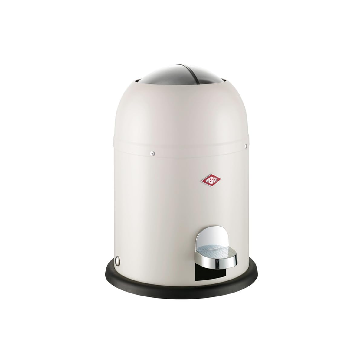 WESCO Mini Master Kosmetikeimer in der Farbe sand matt, pulverbeschichtetes Stahlblech, 6 Liter Volumen, Kunststoff-Einsatz, Fußtritt