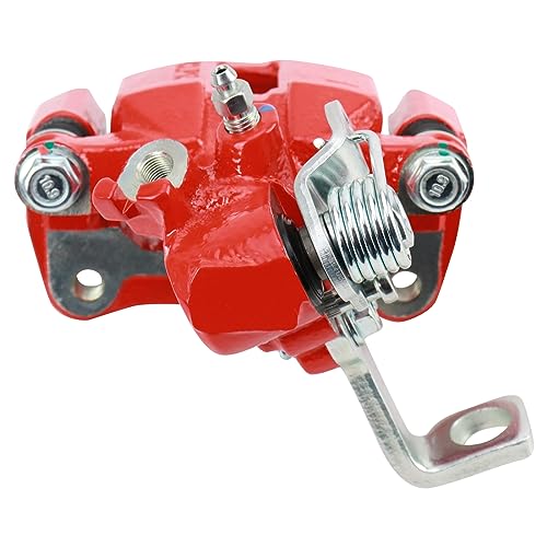 Image of TRQ Rear Left Brake Caliper w /Bracket Performance Red Drivers Side | For 1994-2001 Acura Integra 1992-2000 Honda Civic 1993-1997 Civic del Sol