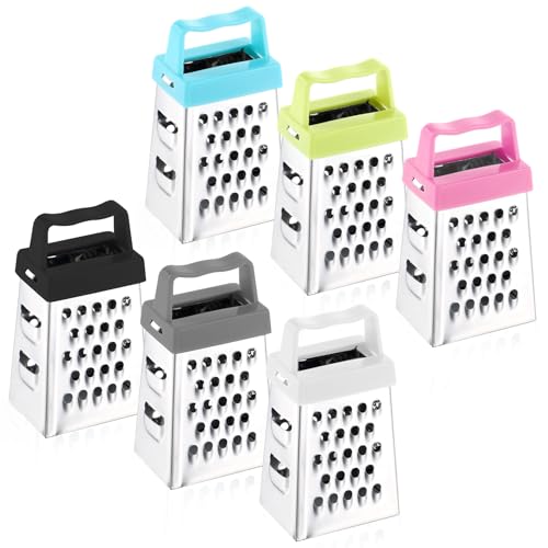 AOZUO 6 Stück Mini Vierkantreibe, Mini Edelstahl Käsereibe, Multifunktional Kastenreibe mit Griff für Schokolade Zitrone Muskat Käse, Ingwer, Gemüse
