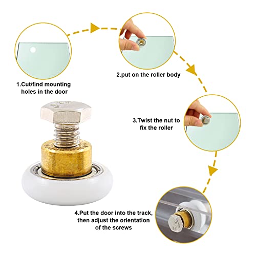 LifCratms 4 peças de roldanas de porta de chuveiro, polias deslizantes de 23 mm de diâmetro, peças d