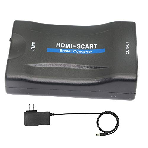 HDMI to Scart Converter Audio Video Adapter,HDMI in Scart Out Supports up to 1080P/60hzVideo Audio Converter Scaler with DC Power Adapter for Smartphone STB DVD (HDMI to Scart)