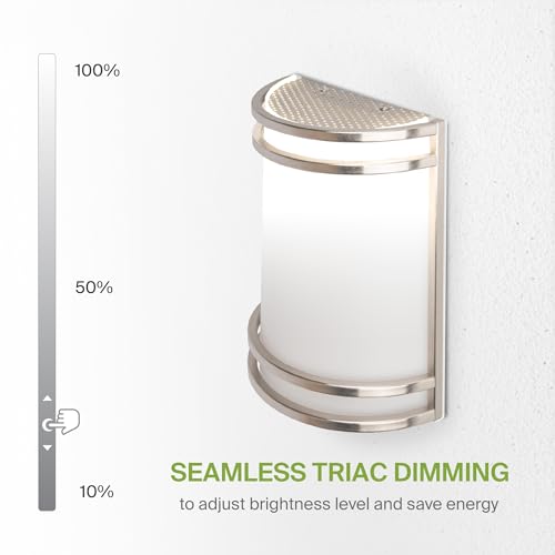 Image of ASD Indoor LED Wall Sconce Lights - 8 Inch 15W Brushed Nickel Modern LED Wall Sconces Hardwired - ETL Dimmable 3000K 4000K 5000K Adjustable Sconce Light Fixture for Bedroom, Hallway
