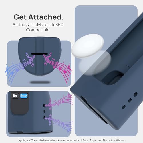 Image of GripStand by 73&Sunny Silicone Remote Cover for Roku Voice, Stand Up Design, Enhanced Grip, Compatible with TV Streaming Stick Plus 2025 4K /HD /HDR, Fits AirTag & Tile Mate, Slate Ocean