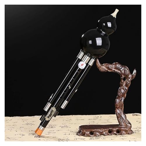 High Density Sandalwood Cucurbit Instrument Music Playing Hulusi Professional Performance Flute C/bB/D/F/G Tone Professional Hulusi(Black,B1)