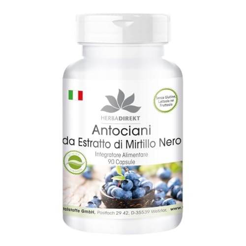 Antociani di estratto di Mirtilli neri - 90 capsule | HERBADIREKT by Warnke Vitalstoffe - Qualità da farmacia tedesca