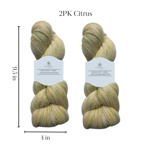 2Pk Ipek Yolu Knit Yarn, Crochet Yarn, Silk Wool Blend, Multi-Color Yarn, Hand-Dyed, Organic, 200G, 800M, Oeko-Tex Certified (Citrus) #TOP1