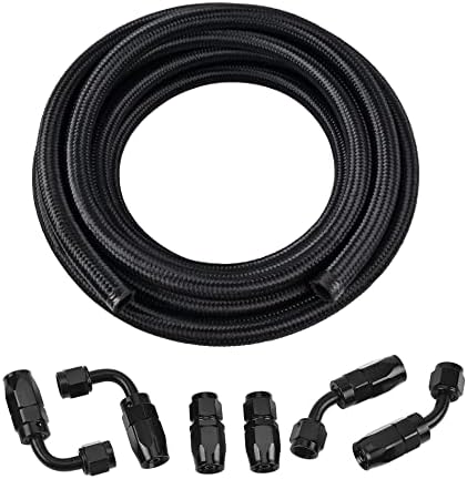 EVIL ENERGY 6AN Fuel Line Kit,AN6 Braided Nylon Fuel Hose CPE 10FT Black
