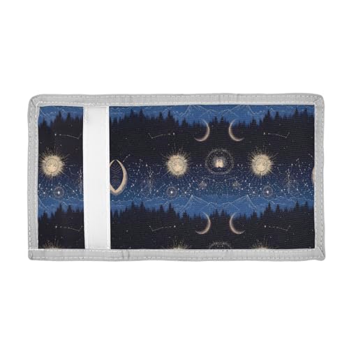 ALAZA Kids Wallets for Boys Girls Toddler Trifold Wallet Children Small Sun Moon Forest Starrysky with Zipper Coin Pocket2