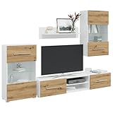 Instructions de montage complètes et claires : tous les accessoires de montage sont inclus, ainsi que des instructions étape par étape en allemand. Grâce aux trous pré-percés et aux pièces étiquetées, le mur du salon peut être assemblé vous-même en un rien de temps. Les dimensions sont : grand meuble bas 120 x 39,5 x 34 cm, petit meuble bas 60 x 39,5 x 34 cm, armoire sur pied 60 x 33 x 105,5 cm