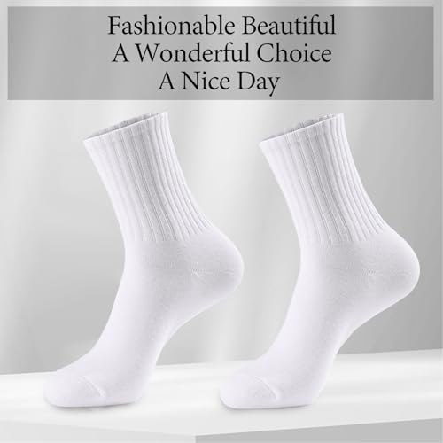 White Cotton Sock, 3 Pack Crew Socks for Women, Casual Socks, Soft Cotton Cushioned Fashion Sock, High Elasticity and Breathable, Fits US Women's Shoe Sizes 6-92