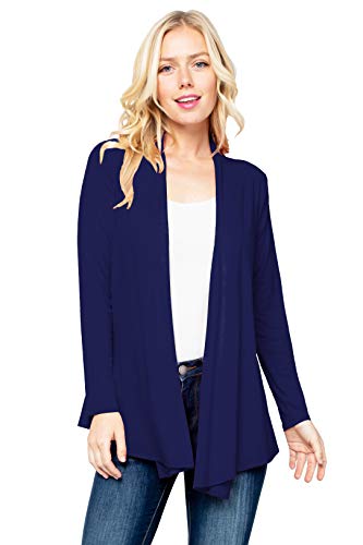 Image of Women's Drape Front Open Cardigan Long Sleeve (S-2X, Made in USA)