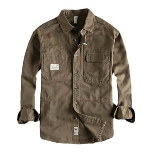 Vintage Workwear Style Men's Long-Sleeved Shirt Autumn Casual Coat