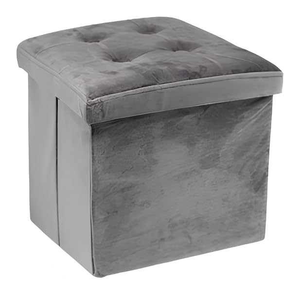 Puff Ottoman velours gris 42012, assise premium design chic